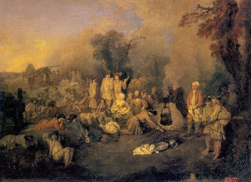 WATTEAU, Antoine The Bivouac china oil painting image